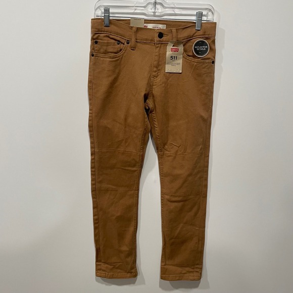 Levi's 511 Slim Fit Brown Stretch Jeans Reflective Details Size 12 26x26 - Picture 1 of 11